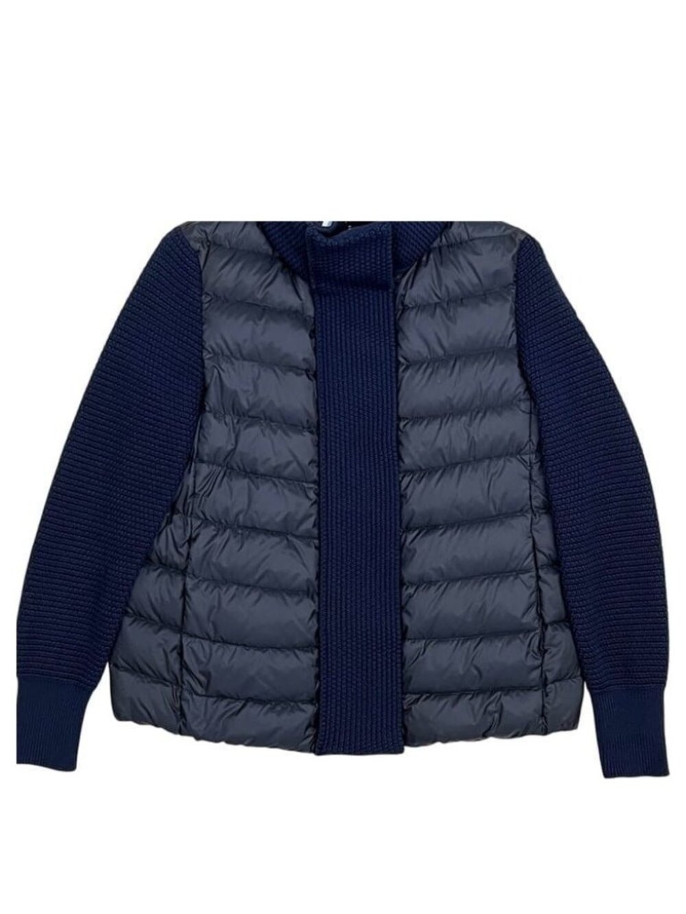 Moncler Maglione Tricot Cardigan Nylon Wool Down 90% Feather 10% Navy XS